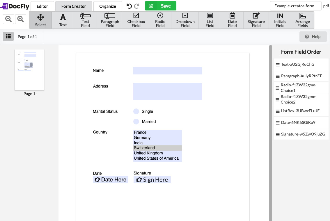 Free PDF Form Creator Create PDF Forms Online DocFly